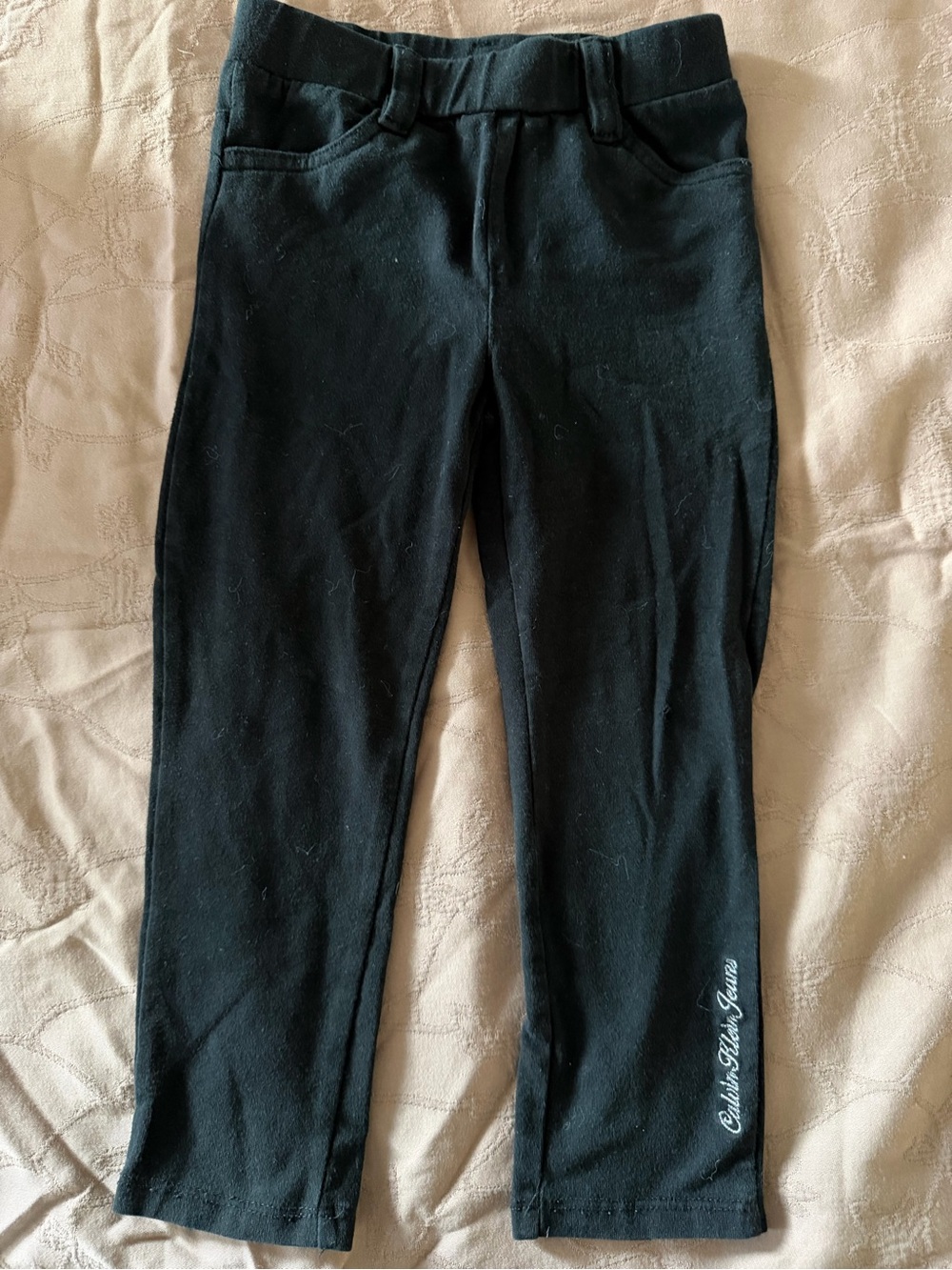 Calvin Klein Jeans Black Knit Leggings with Script Tag